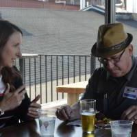 Seidman Alumni Social Keynote Speaker Kara Wood talking with Alumni William Smith